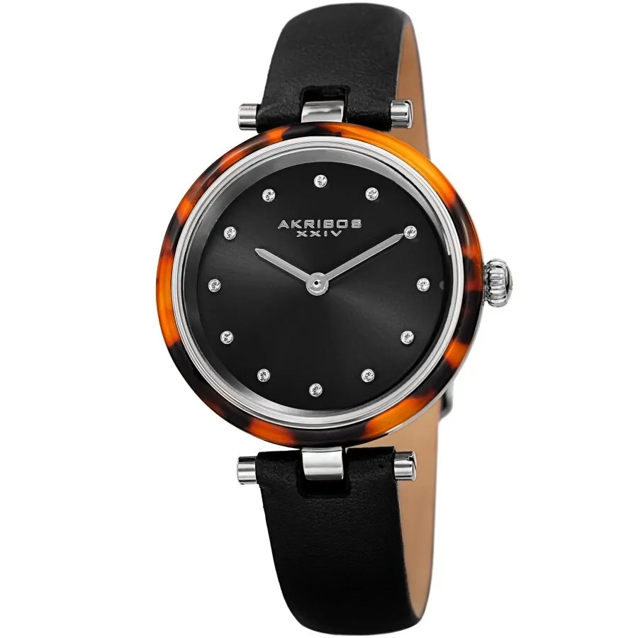 Akribos Xxiv Quartz Crystal Black Dial Ladies Watch AK1052BK