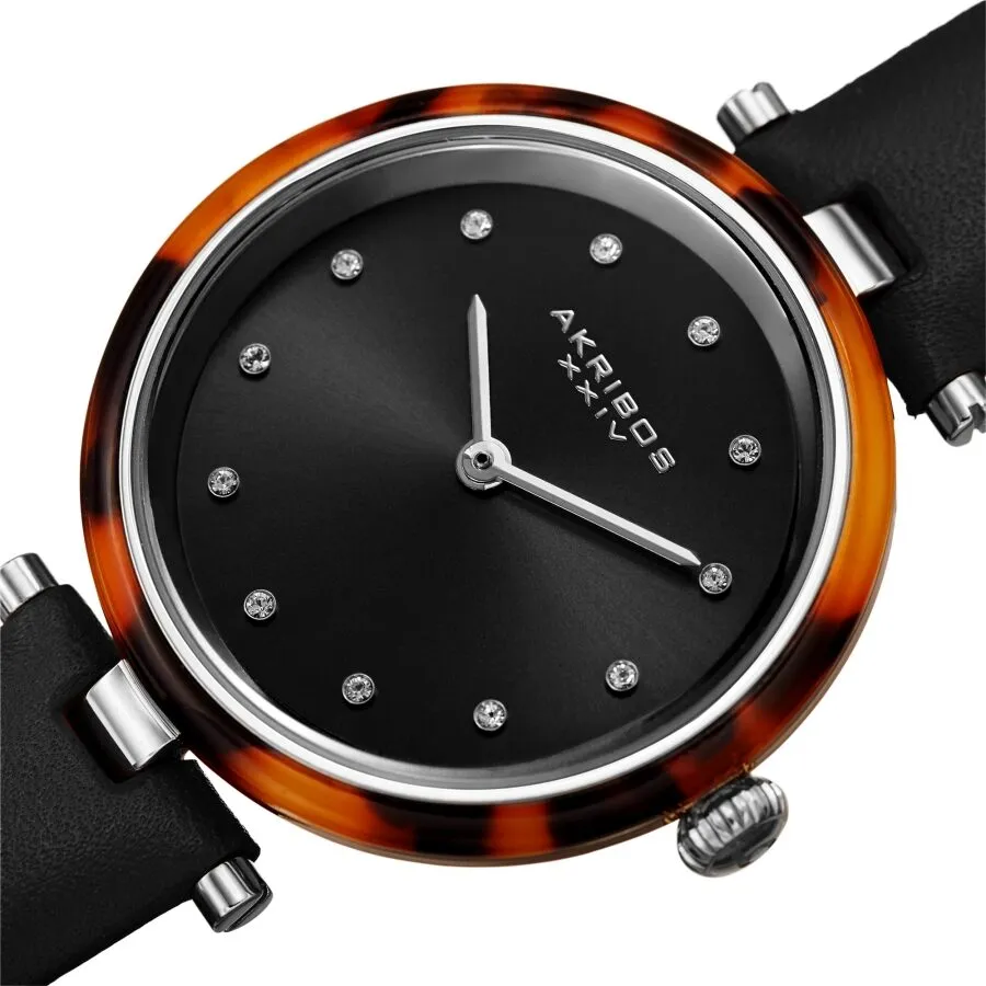 Akribos Xxiv Quartz Crystal Black Dial Ladies Watch AK1052BK