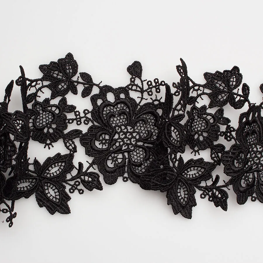 Black Floral Guipure Trim
