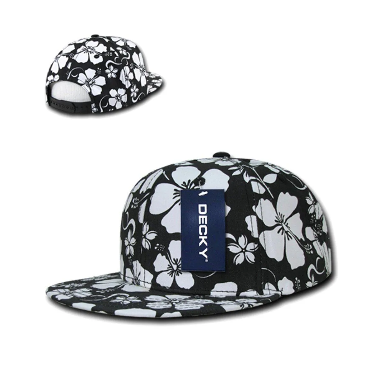 Decky Flowers Floral Hawaiian 5 Panel Cotton Flat Bill Baseball Caps Hats