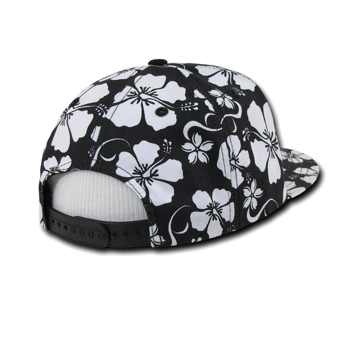 Decky Flowers Floral Hawaiian 5 Panel Cotton Flat Bill Baseball Caps Hats