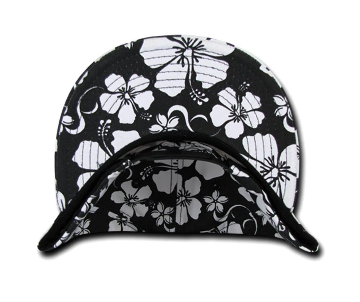 Decky Flowers Floral Hawaiian 5 Panel Cotton Flat Bill Baseball Caps Hats