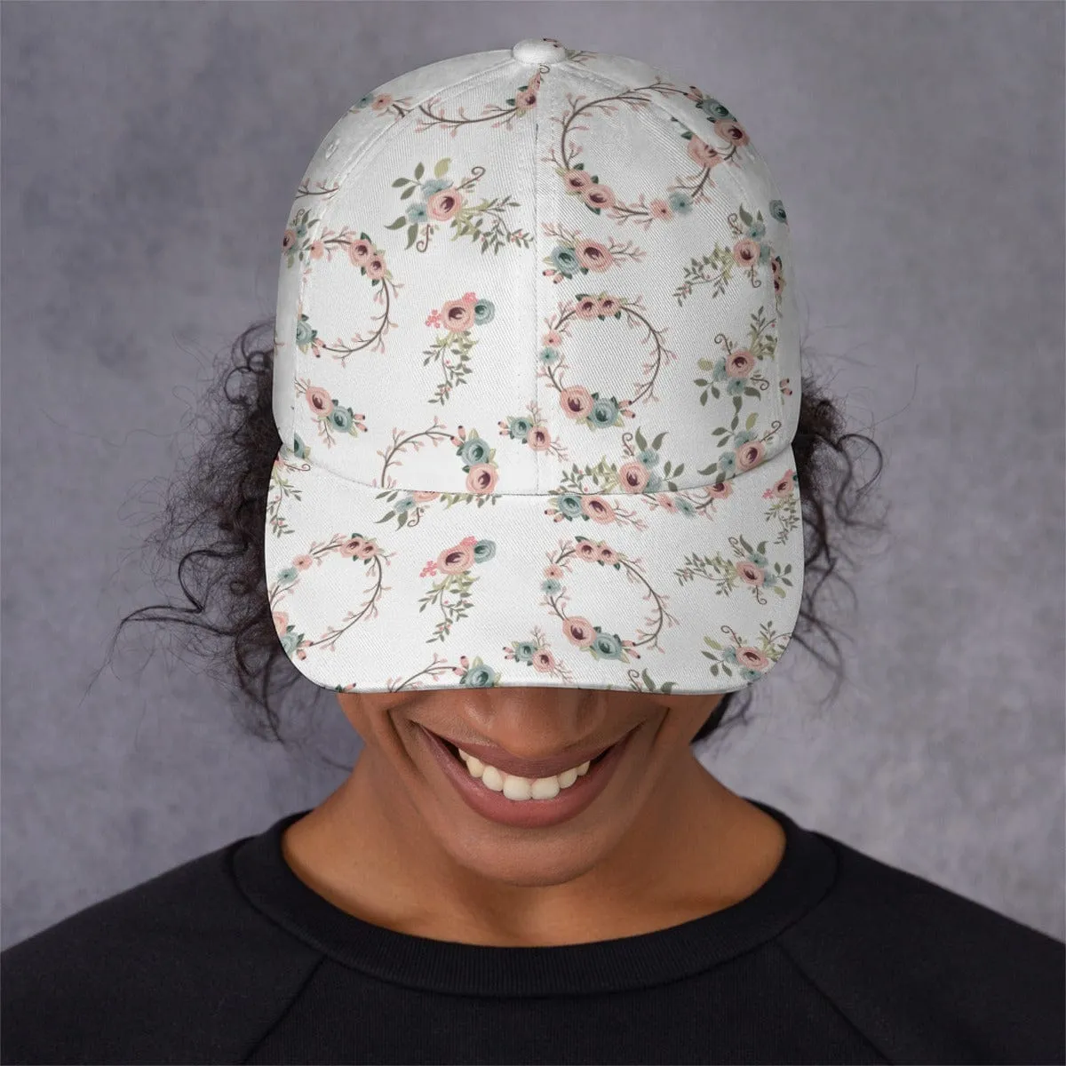 Delicate Floral Peaked Cap
