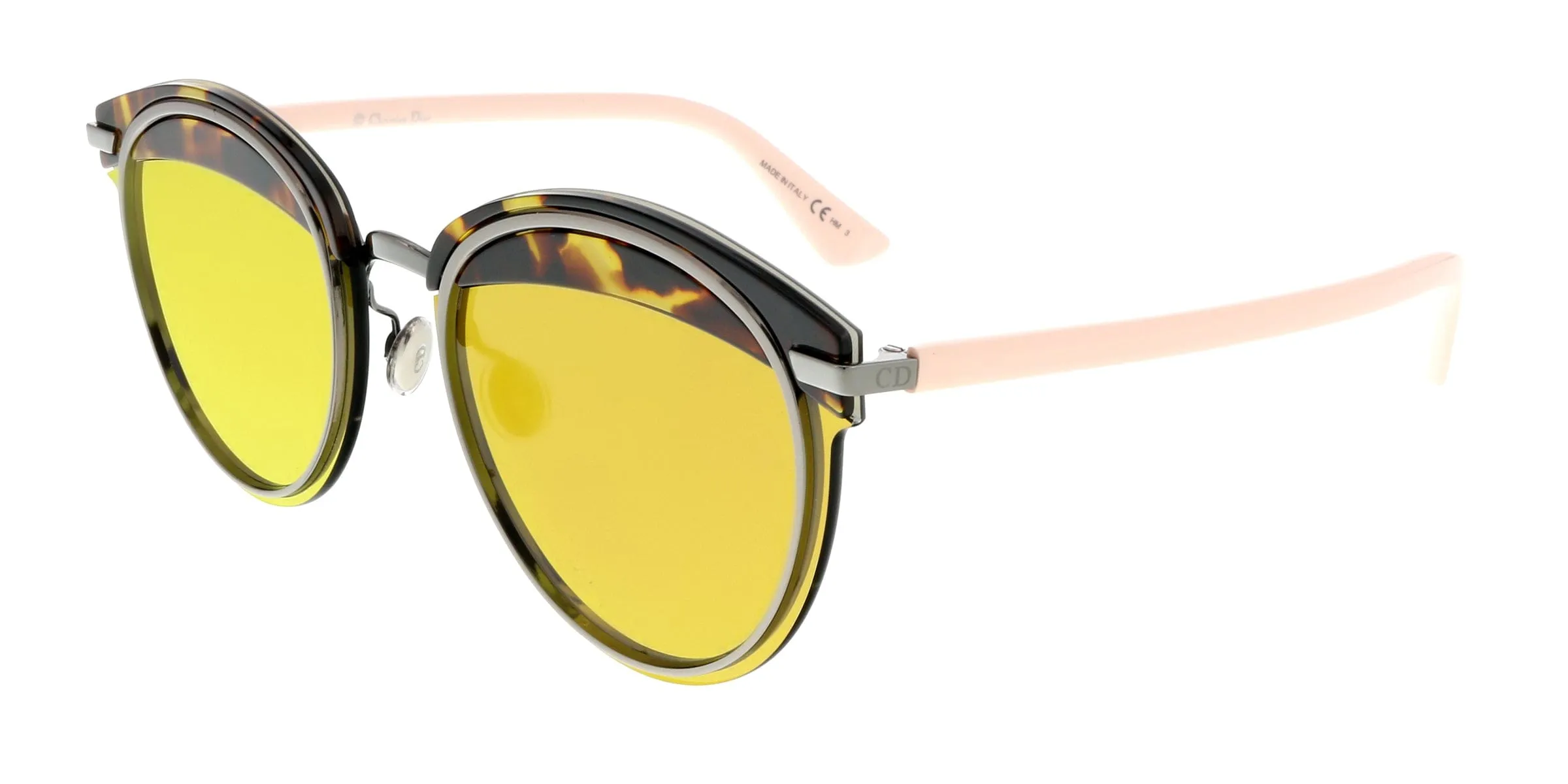 DIOR OFFSET1 Havana Light Pink Round Sunglasses