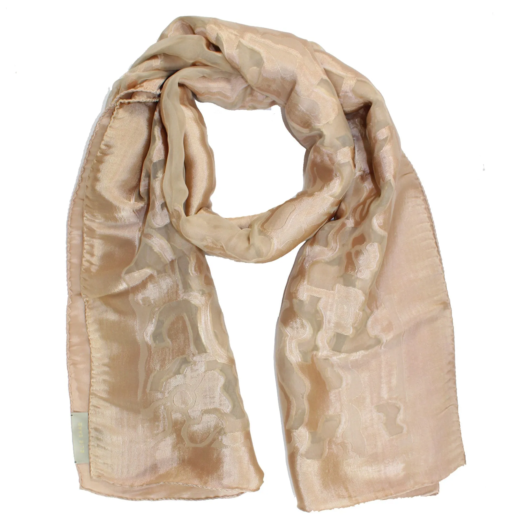 Elie Saab Scarf Taupe-Beige Laced Design - Chiffon Silk Shawl SALE