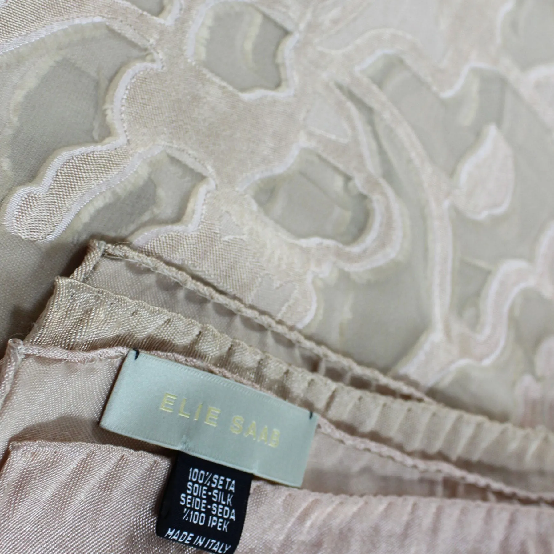 Elie Saab Scarf Taupe-Beige Laced Design - Chiffon Silk Shawl SALE