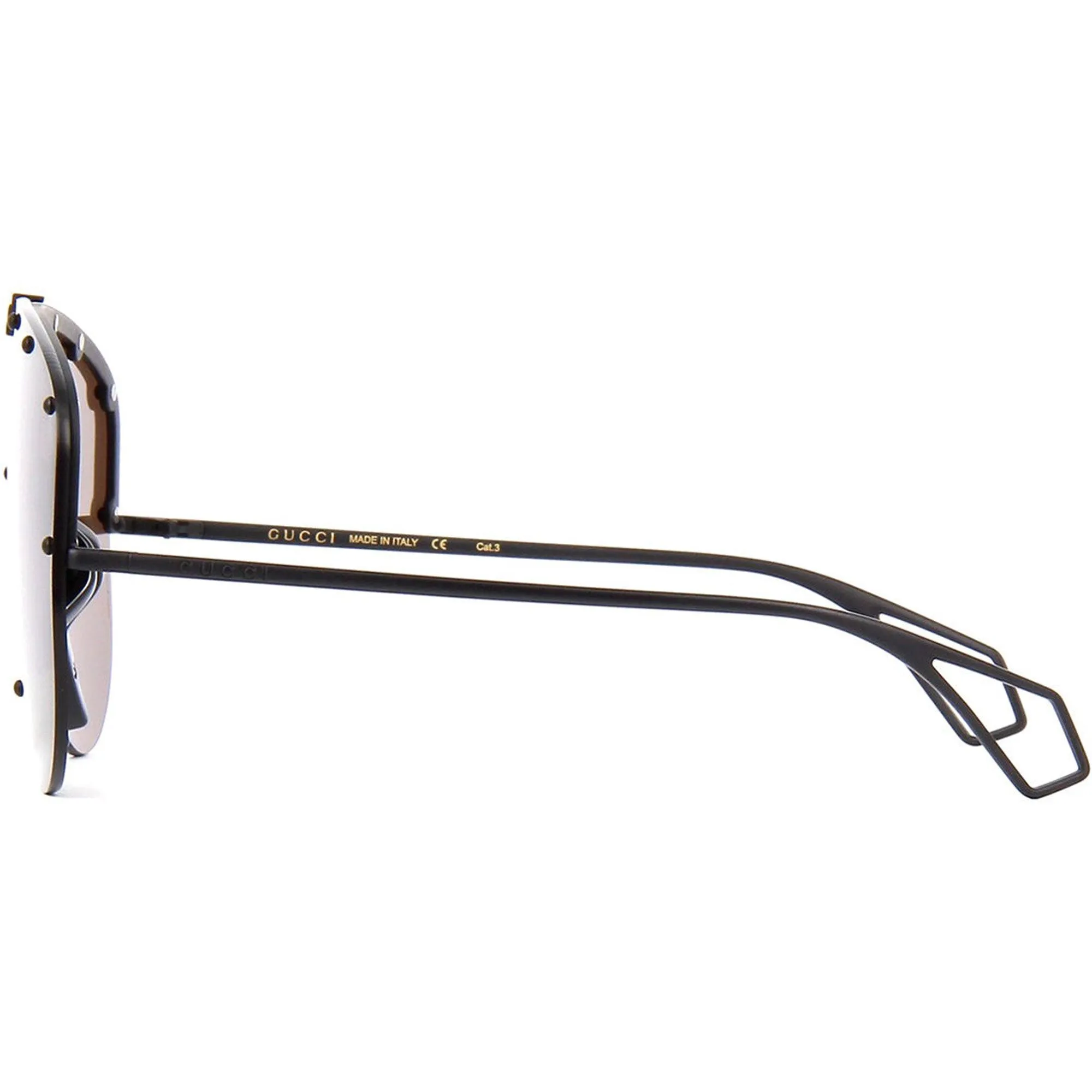 Gucci Men's Sunglasses - Brown Nylon Lens Black Metal Wrap Shape Frame | GG0667S 003