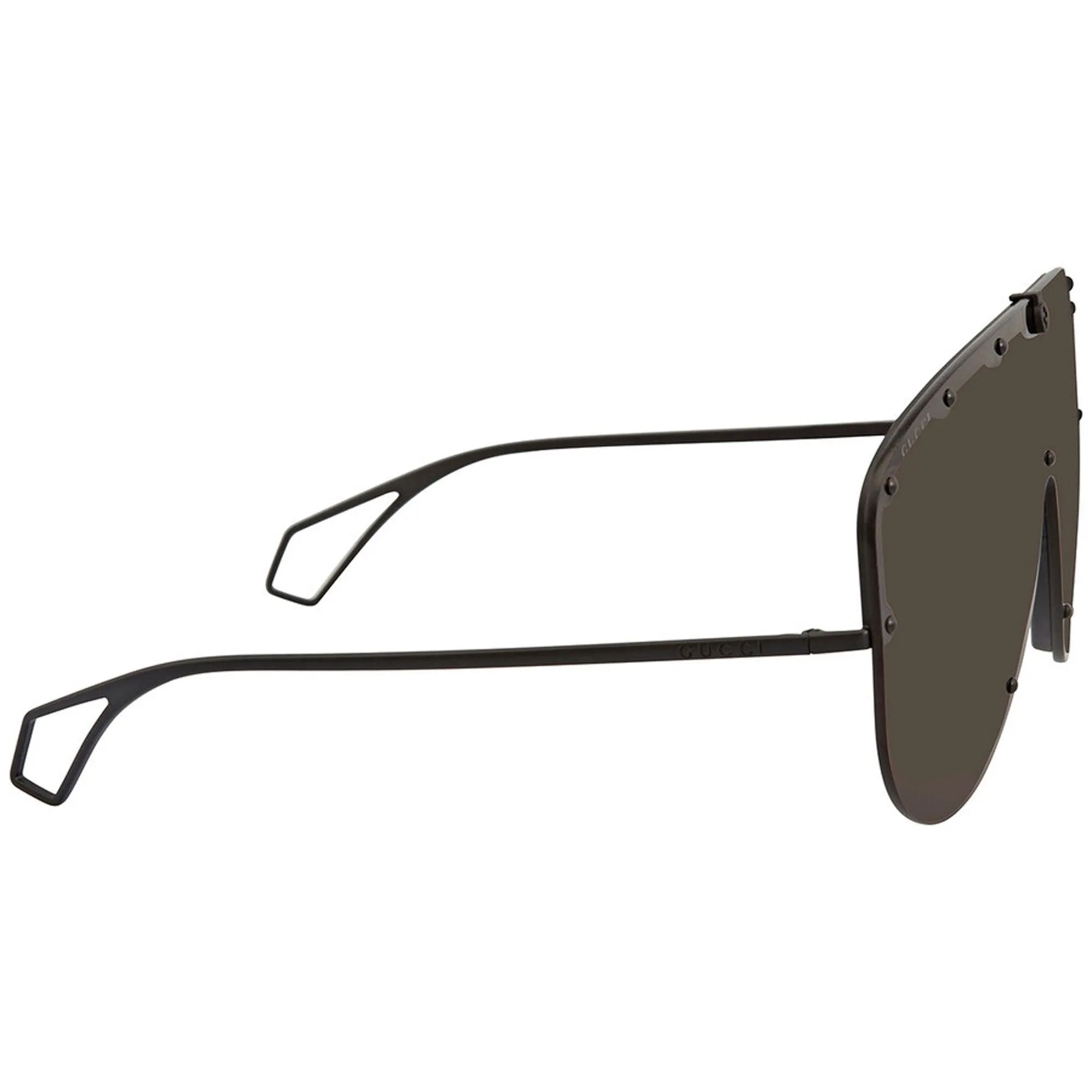 Gucci Men's Sunglasses - Brown Nylon Lens Black Metal Wrap Shape Frame | GG0667S 003