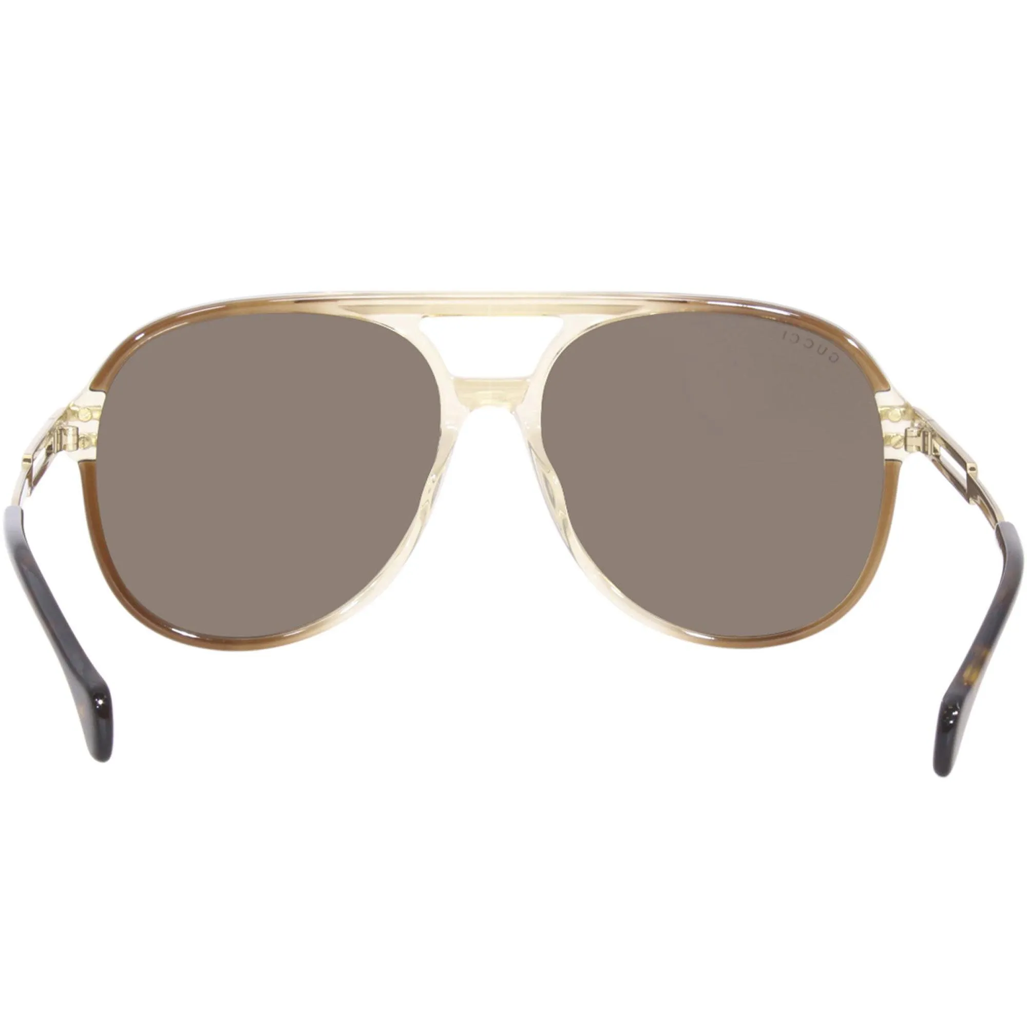 Gucci Men's Sunglasses - Full Rim Brown and Gold Acetate Pilot Frame | GG1104S 002