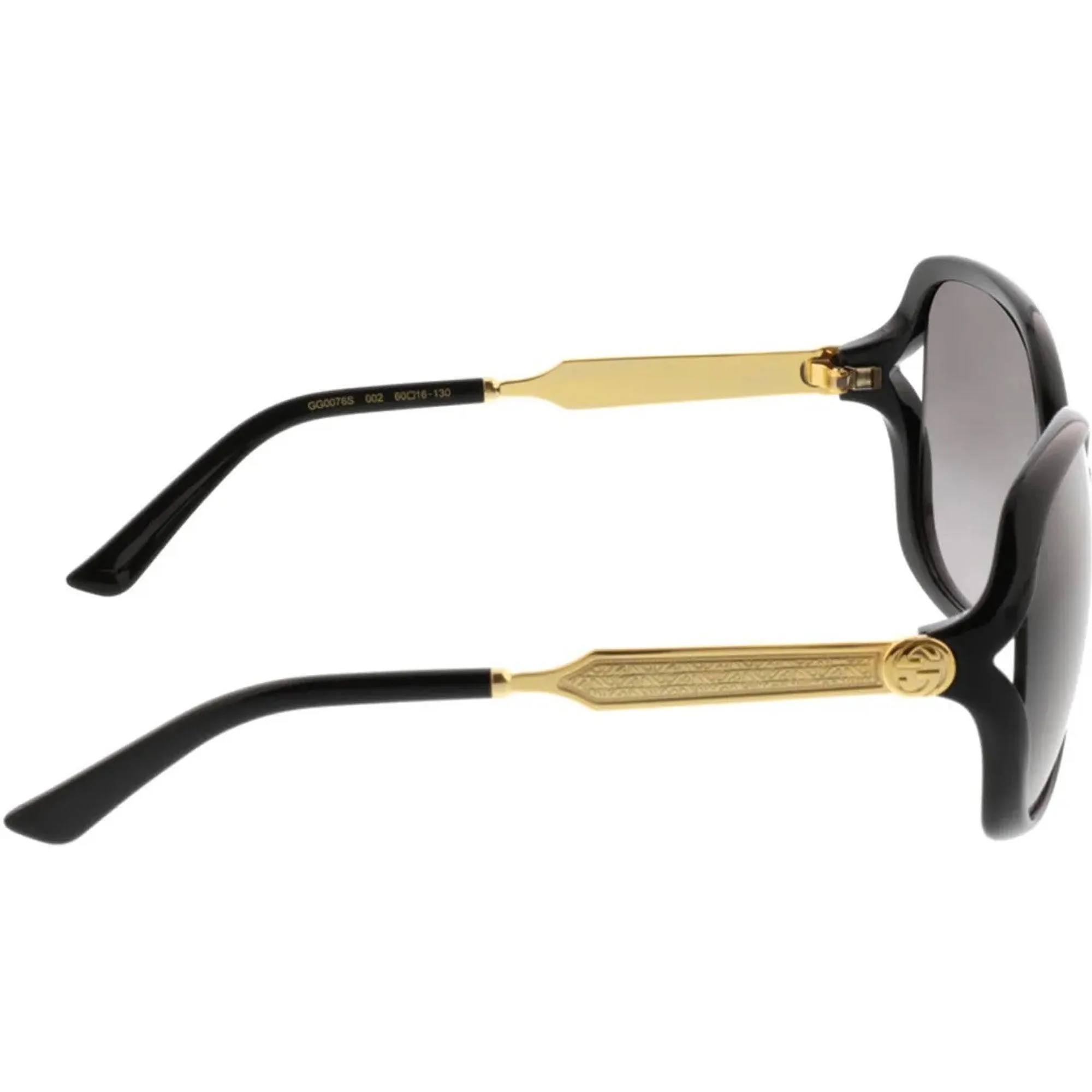 Gucci Women's Sunglasses - Gradient Lens Gold and Black Acetate Frame | GG0076S 002
