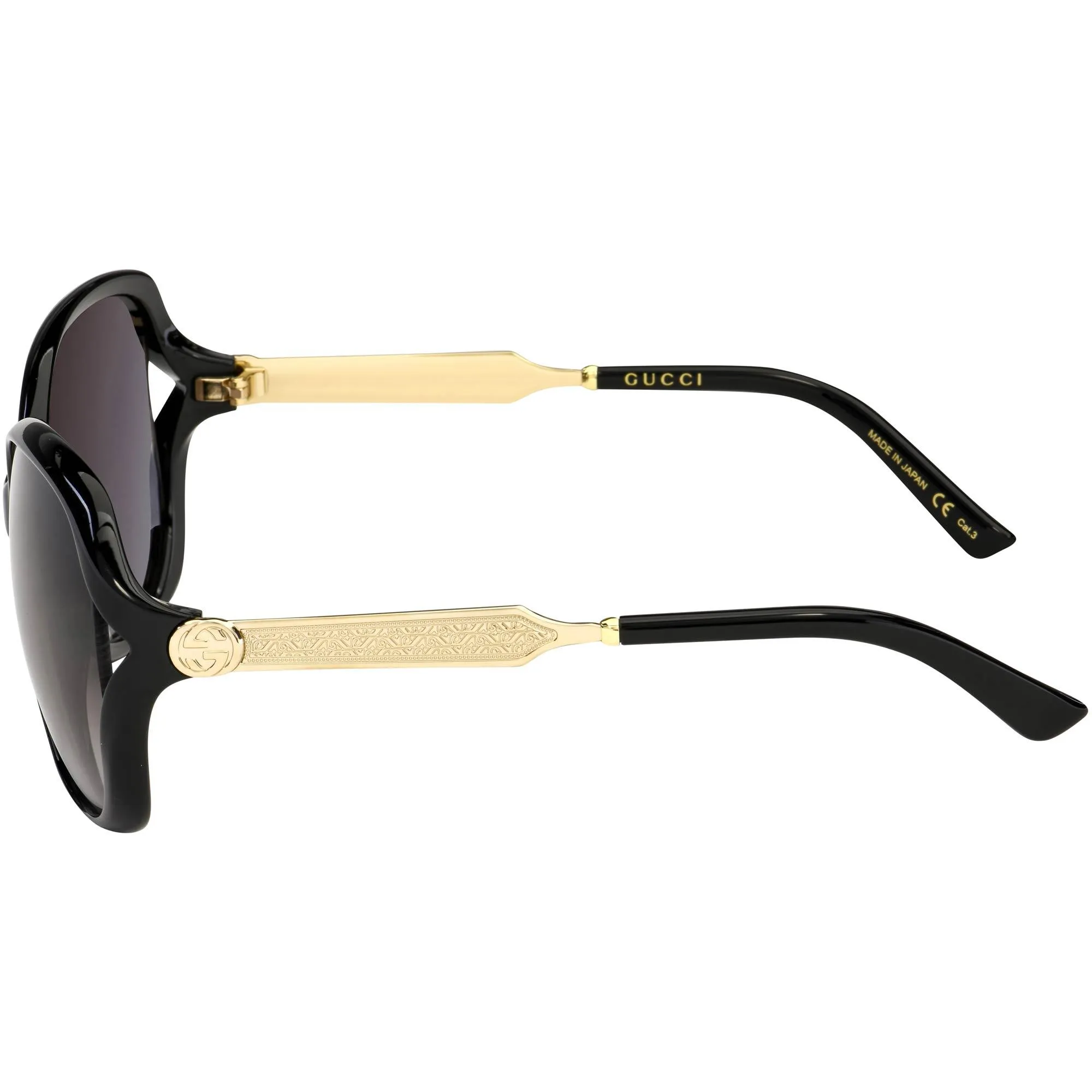 Gucci Women's Sunglasses - Gradient Lens Gold and Black Acetate Frame | GG0076S 002
