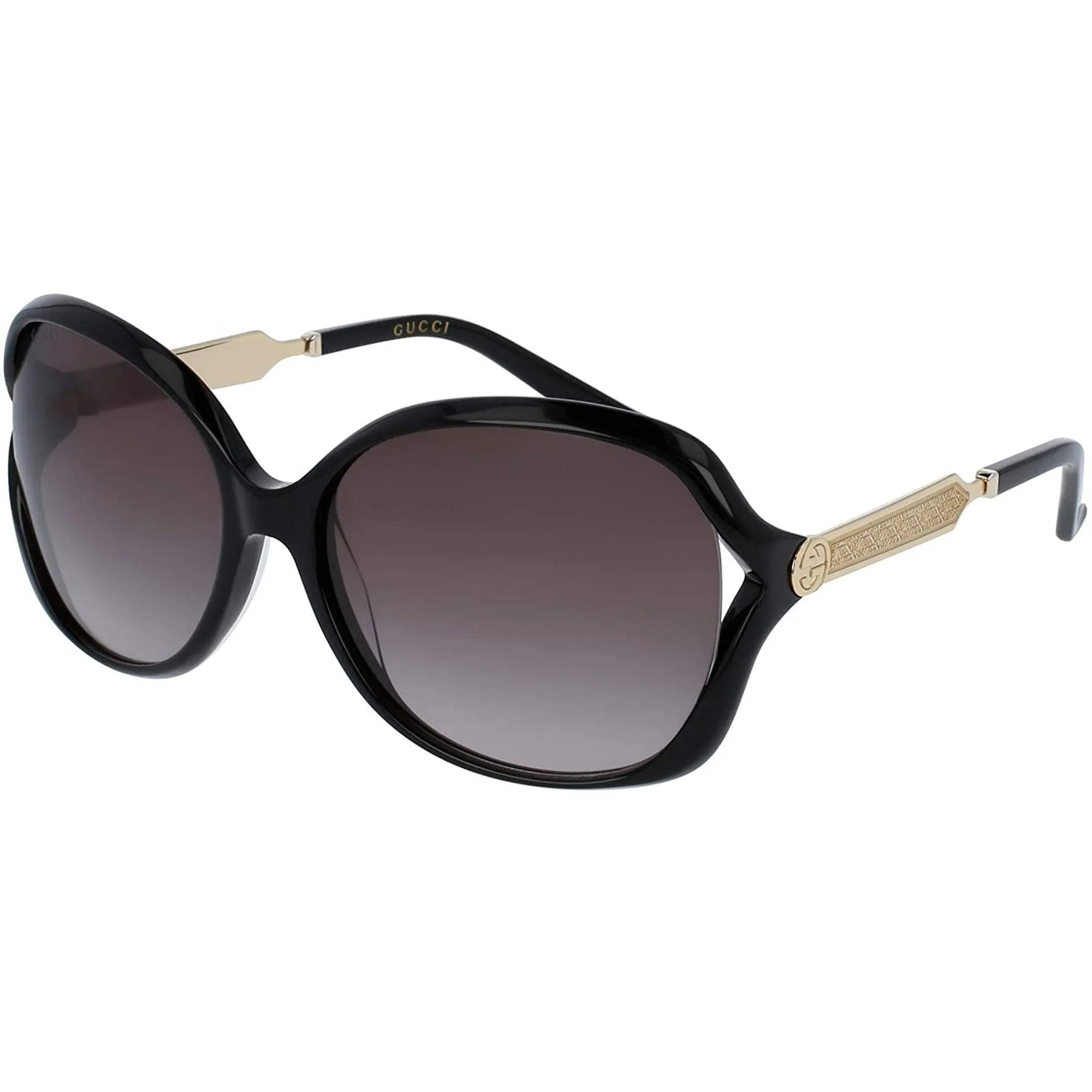 Gucci Women's Sunglasses - Gradient Lens Gold and Black Acetate Frame | GG0076S 002