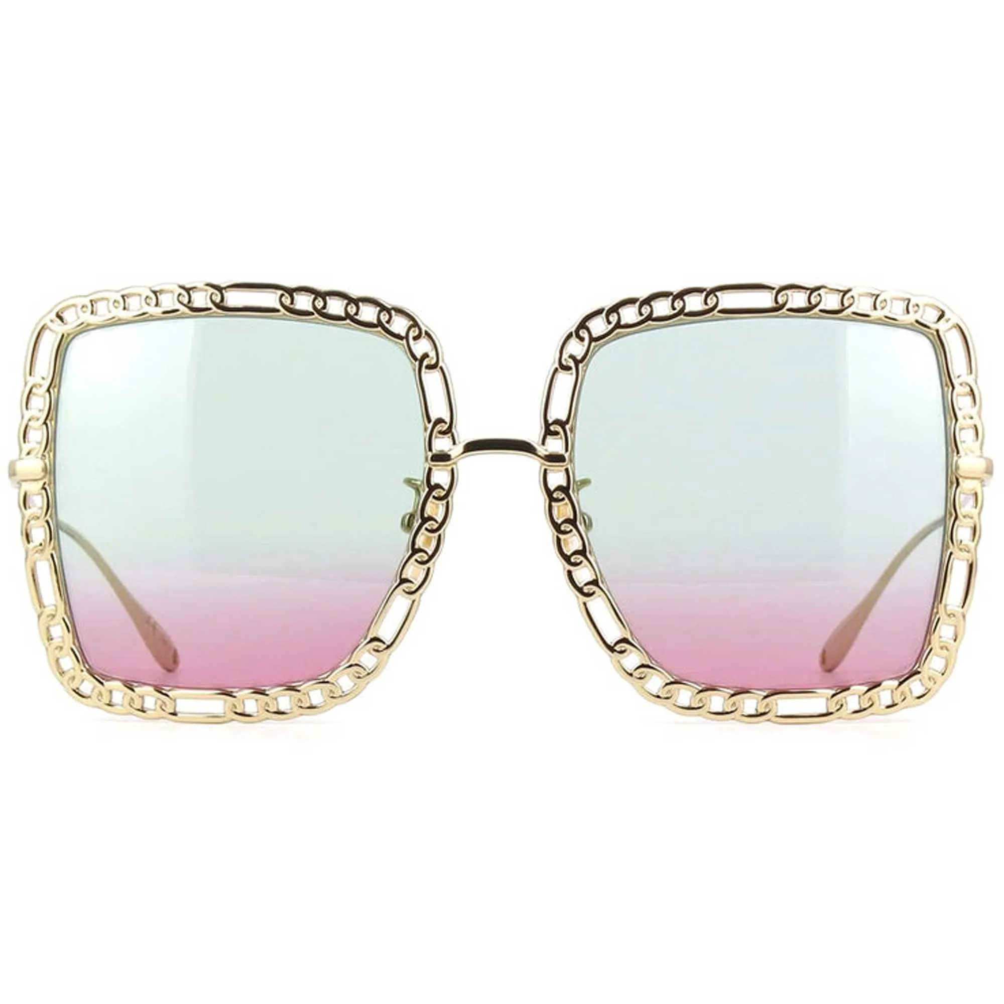 Gucci Women's Sunglasses - Light Blue to Pink Lens Gold Metal Frame | GG1033S 003