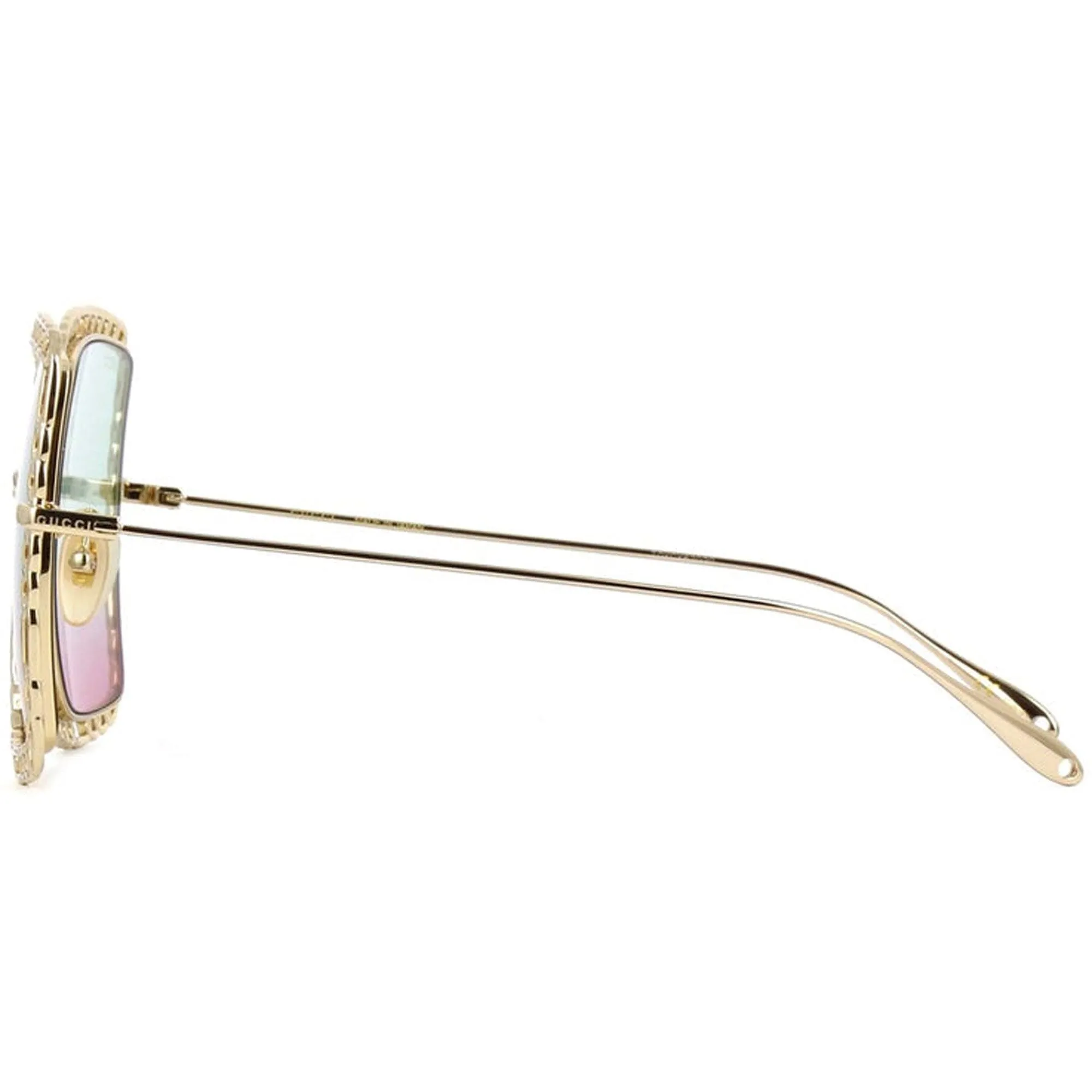 Gucci Women's Sunglasses - Light Blue to Pink Lens Gold Metal Frame | GG1033S 003