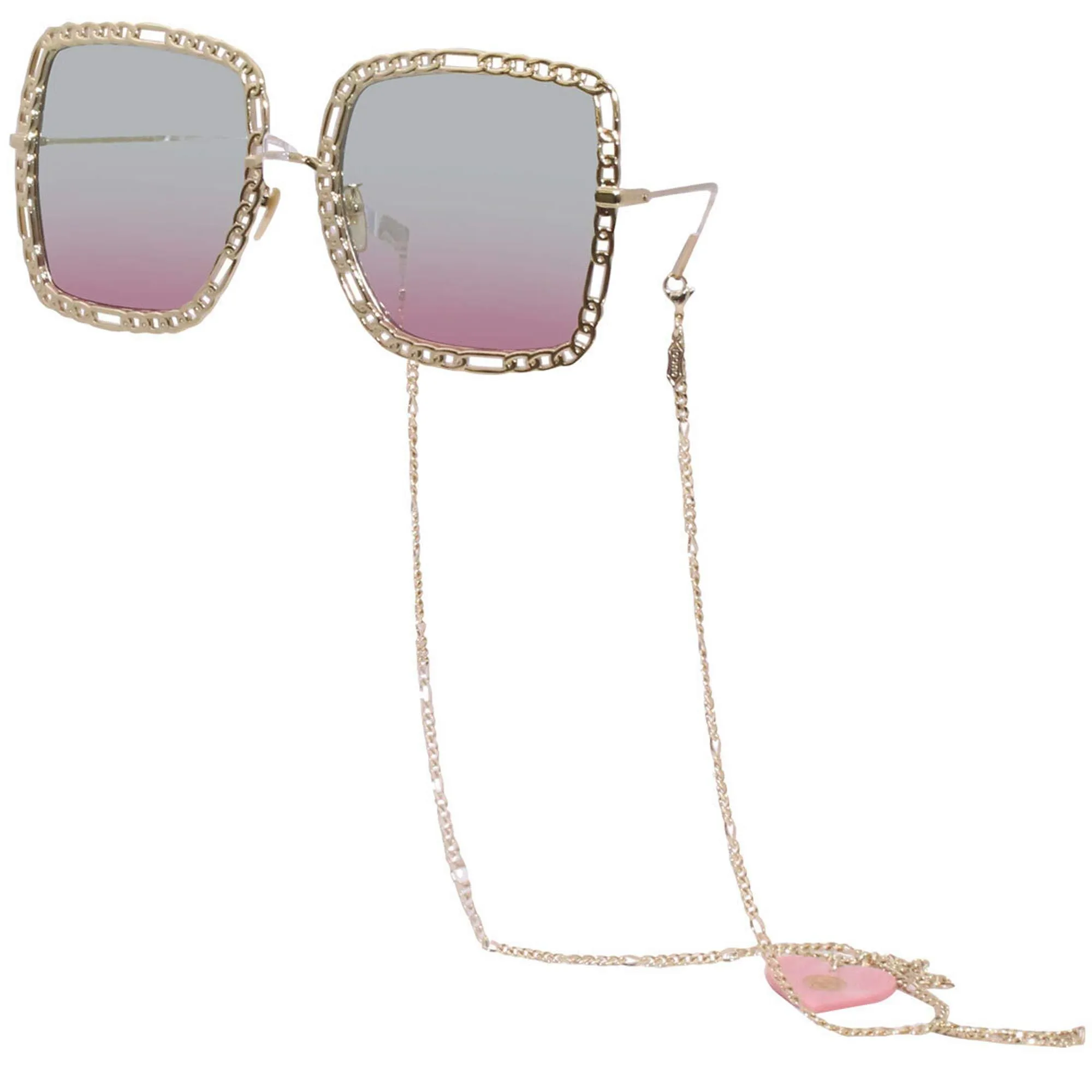 Gucci Women's Sunglasses - Light Blue to Pink Lens Gold Metal Frame | GG1033S 003