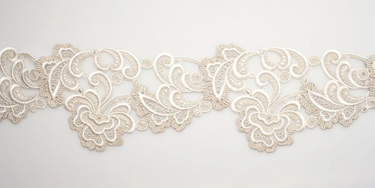 Ivory Metallic Wide Guipure Trim