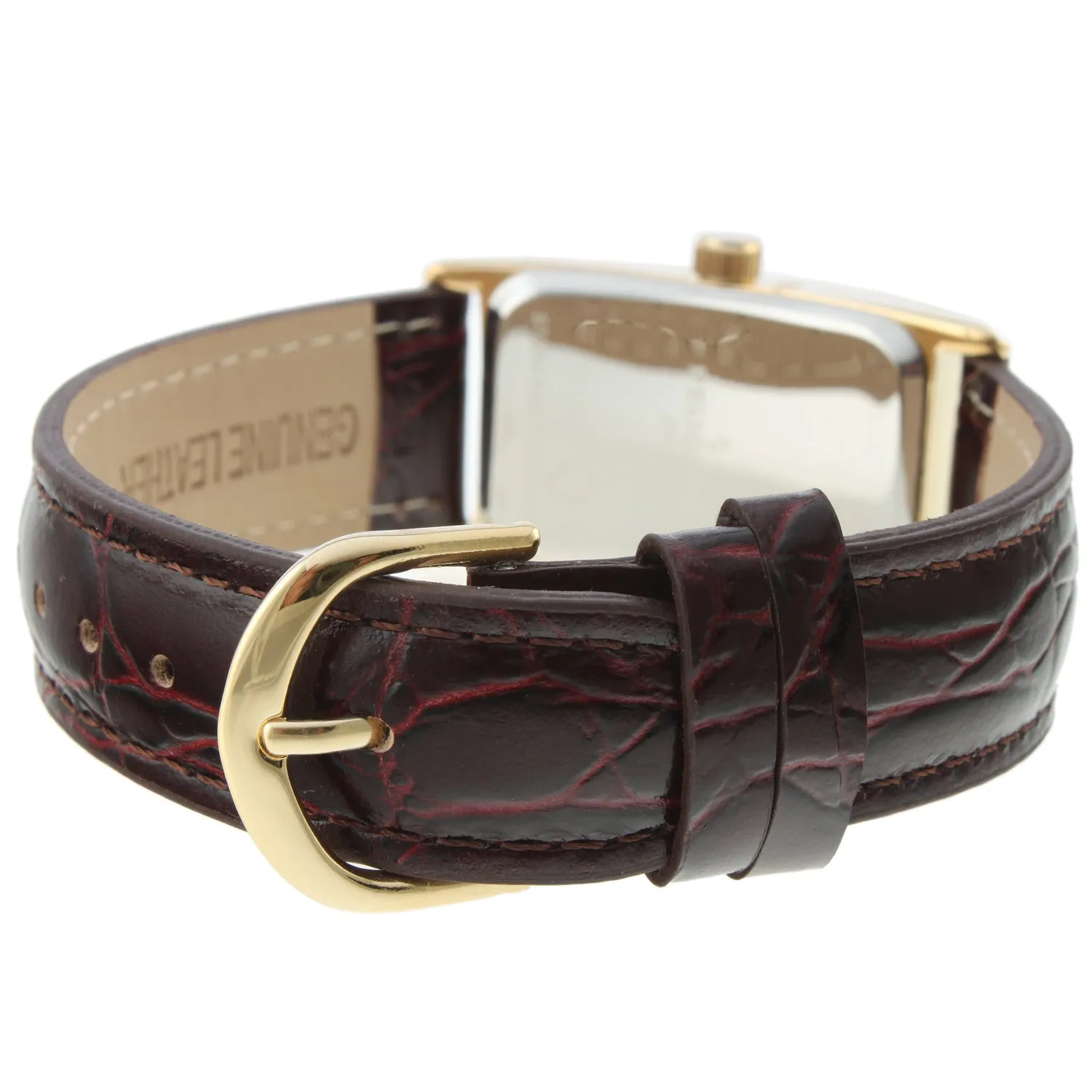 Men's 38x24mm Gold Contour Case Remote Sweep Leather watch