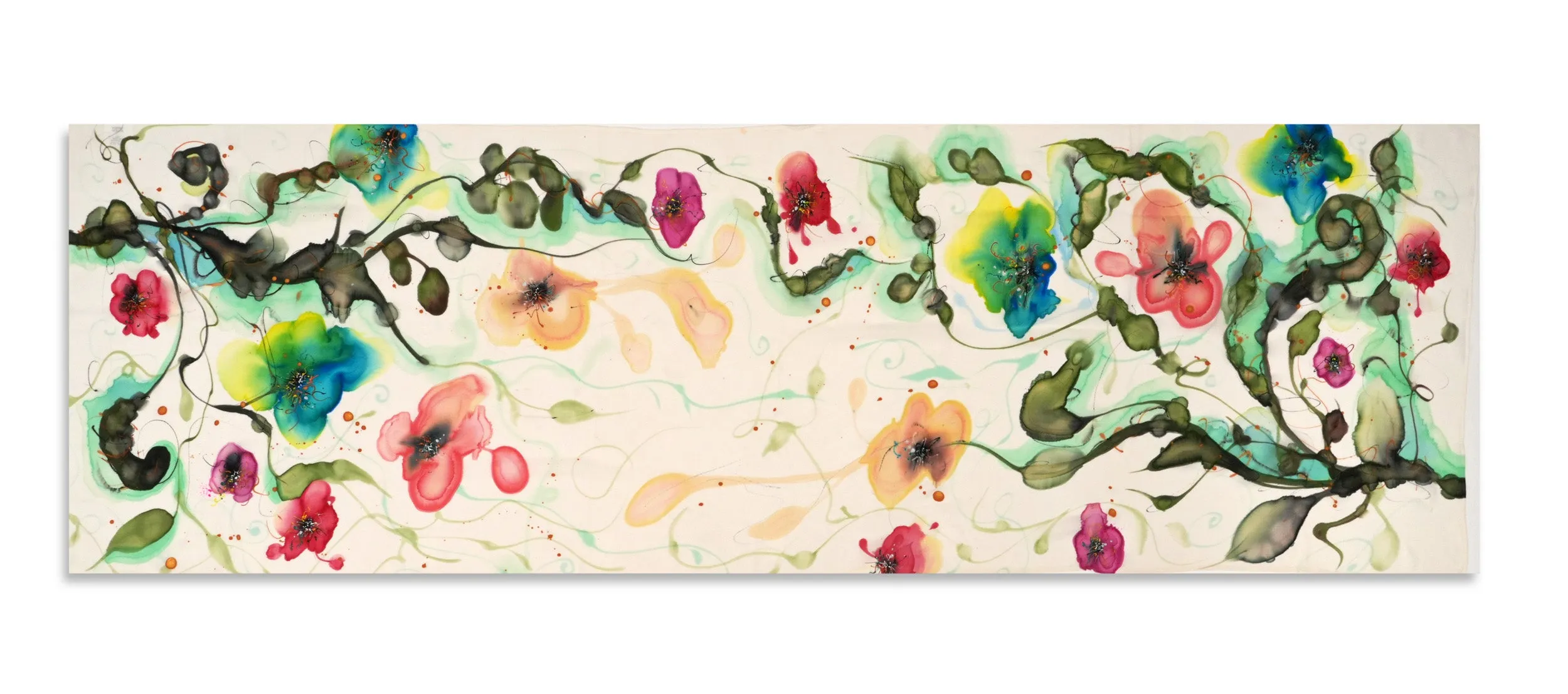 Multi-color Floral Silk Scarf