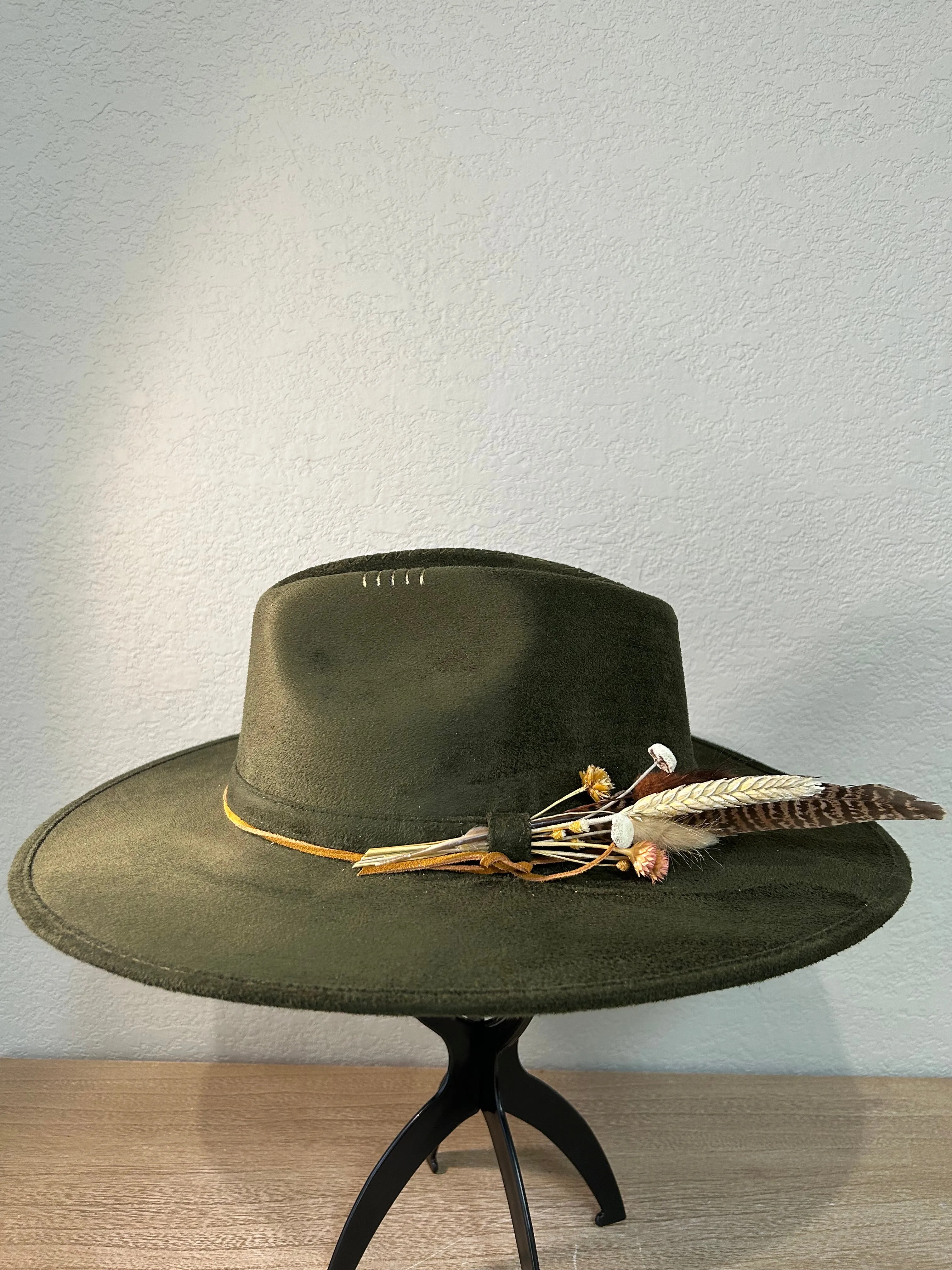 Olive Floral Fedora hat