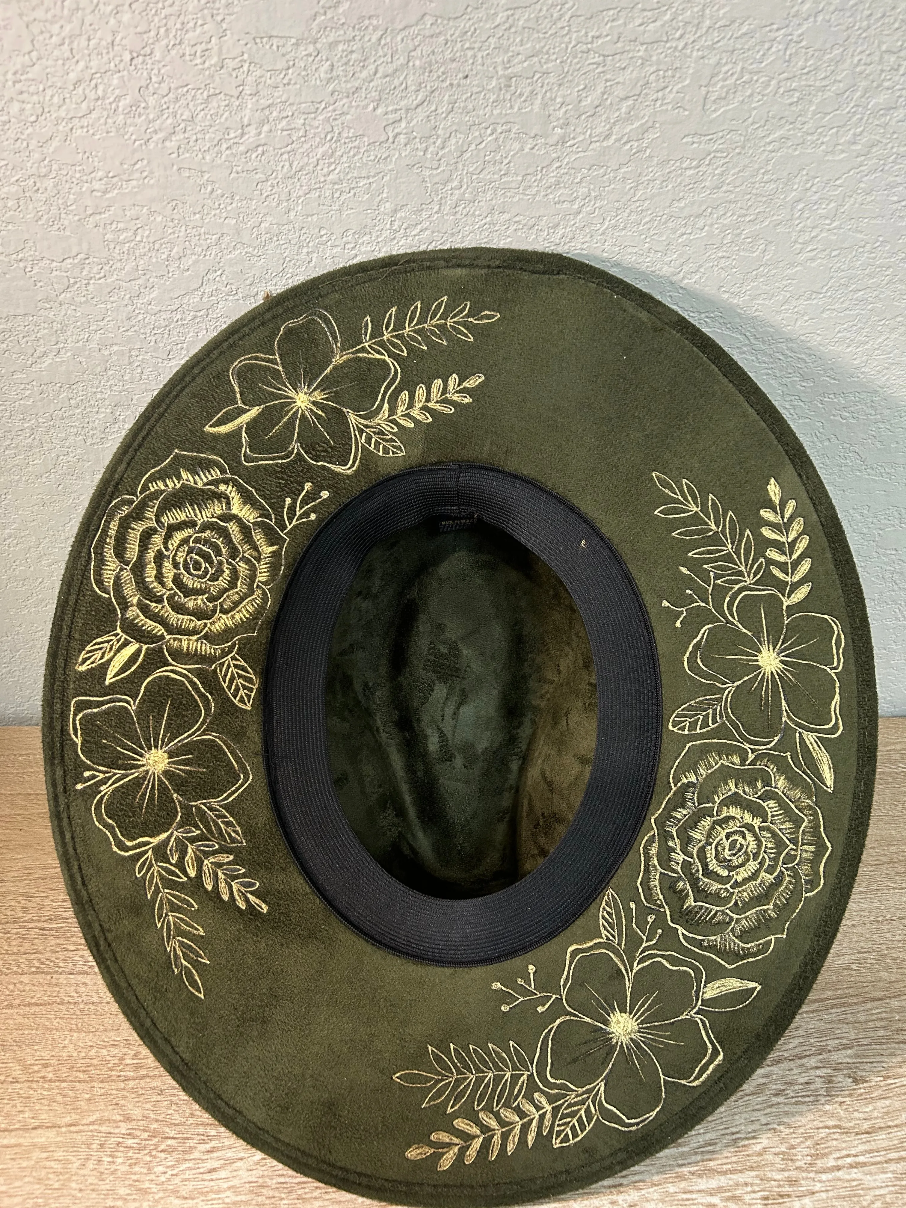Olive Floral Fedora hat