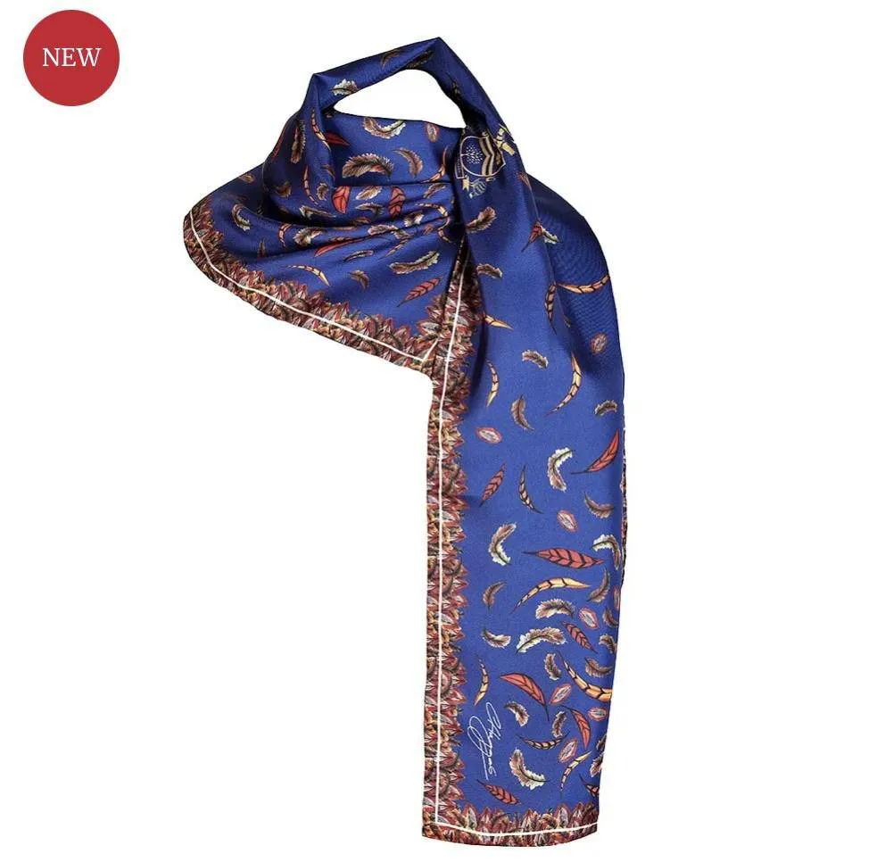 Royal Blue Clare Haggas Classic Birds of a Feather Scarf