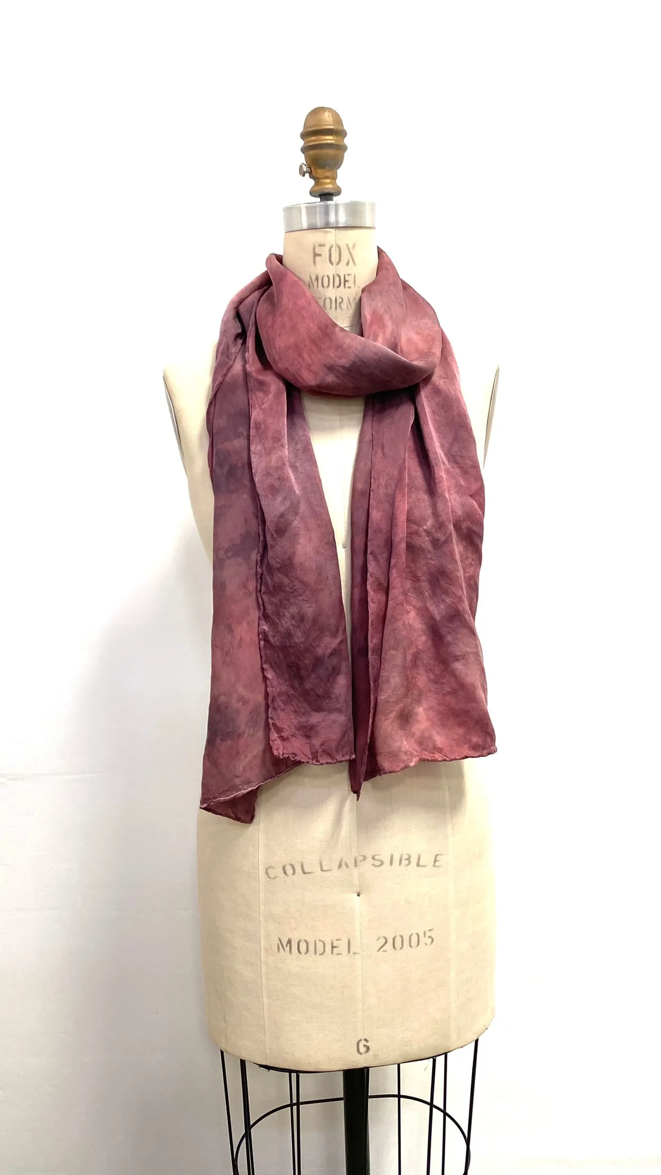 Silk Scarf in Burgundy - Natural Dyes - Hand Rolled Edges