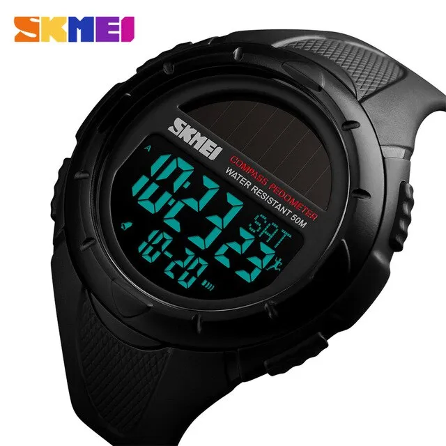 SKMEI Smart Watch Men Digital Watches Outdoor Pedometer Calorie Solar Power Waterproof Men's Sport Watch Relogio Masculino 1488