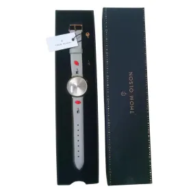 Thom Olson Women's Gray Leather Strap Watch 40mm With Removable Charms