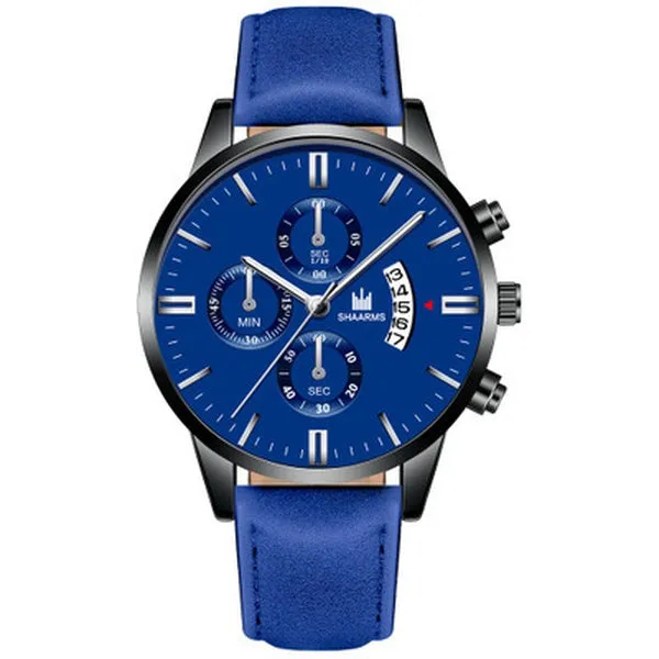 W09 Blue Band & Face Black Techno Time Collection Quartz Watch
